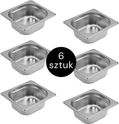 MEGA-M Gastronorm - GN 1/6 Set van 6 stuks - 176x162x65 mm - Roestvrij Staal