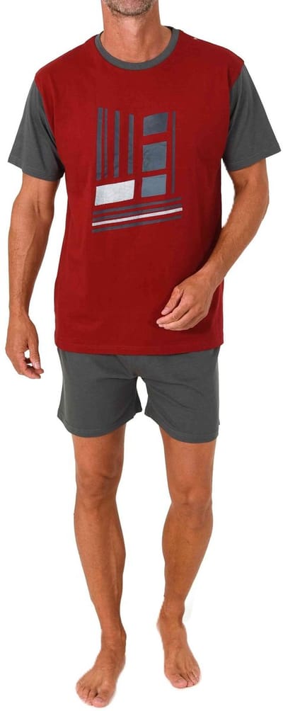 Normann herenpyjama shorty met korte mouwen en print op de voorkant