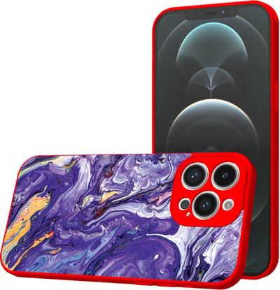 Smartphonica Telefoonhoesje Geschikt voor iPhone 12 Pro Max met Paars Goud Marmer opdruk - TPU Back Cover Case Purple Gold Marble Design - Rood geschikt voor iPhone 12 Pro Max