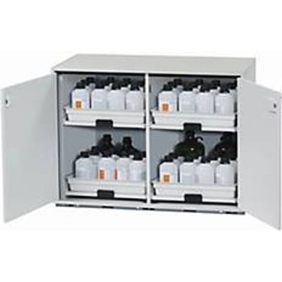 Zure en alkalische onderkast asecos SL-CLASSIC-UB, scharnierende deuren, front lichtgrijs, B 1100 x D 570 x H 800 mm