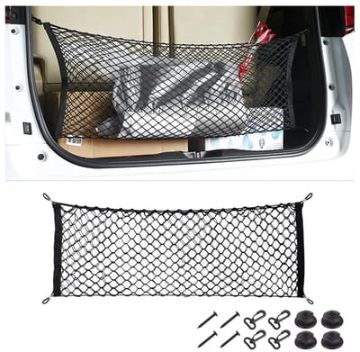 Dailygoods- Opbergnet Uitbreidbaar - Universeel voor Auto/SUV - Duurzaam Nylon - 4 Haken - 100 x 30 cm - Stabiliteit en Veiligheid - Bagagenet