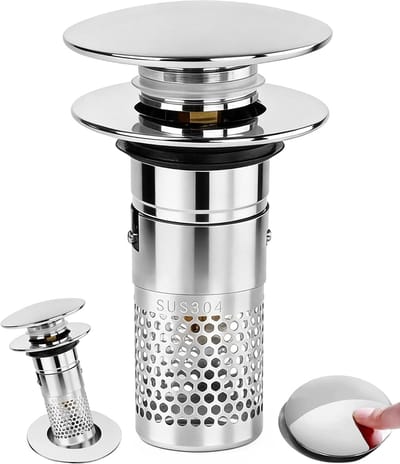 2-delige set - Universele gootsteenstop - Pop-up gootsteenstop - Gootsteenafvoerstop - Afvoerstop - Afvoerfilter - Diameter afvoergat 32-40 mm - Geschikt voor badkamers en keukens