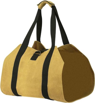 Brandhoutmand - Draagtas Hout - Haardhout Vervoeren - Stevig Textielmateriaal - 99x48 cm - Geel
