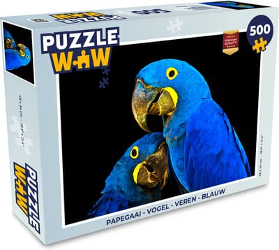 Puzzel Papegaai - Vogel - Veren - Blauw - Legpuzzel - Puzzel 500 stukjes