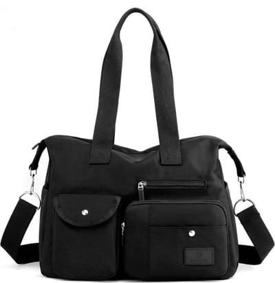 Schoudertas Britt Zwart - handbagage - compact - handvaten en verstelbare schouderband - waterdicht - 11 vakken
