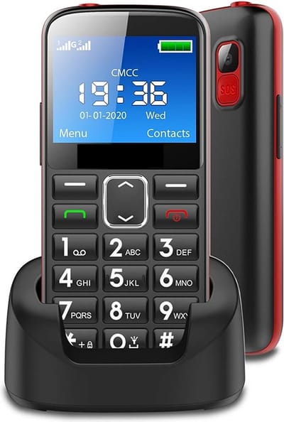 Zwarte - 4G Senioren Mobiele Telefoon - Grote Toetsen - Met Oplaadstation - Big button GSM - Seniorentelefoon - Simlock vrij