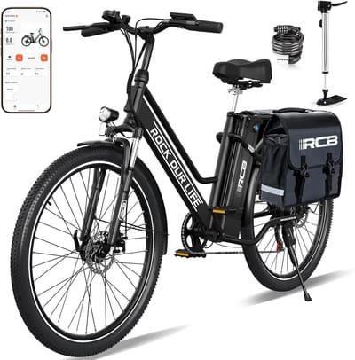RCB Elektrische fiets - 26 inches E-BIKE- Max 25km/u - 250W motor -Tot 35-70 km - Met multifunctionele fietstas -Zwart