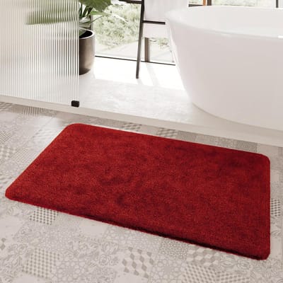 Badmat - Vloerkleed Badkamer - Voeten Opwarmen - Antislip Latex Coating - 80 x 150 cm - Rood