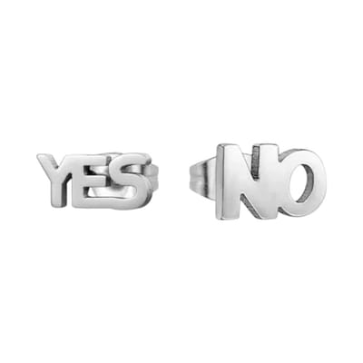 Aramat Jewels | Oorbellen | RVS oorbellen yes en no | | | |10mm | Staal | Kinderen, Volwassenen | Verkleurd niet