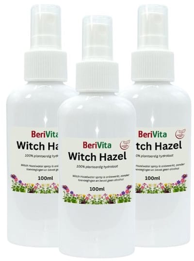 Witch Hazel 3x100ml Spray - Puur - Zonder Alcohol - Hamameliswater, Toverhazelaar - Zuiverende Natuurlijke Toner