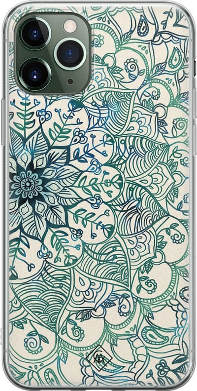Casimoda® hoesje - Geschikt voor iPhone 11 Pro - Mandala Blauw - Siliconen/TPU telefoonhoesje - Backcover - Geometrisch patroon - Blauw