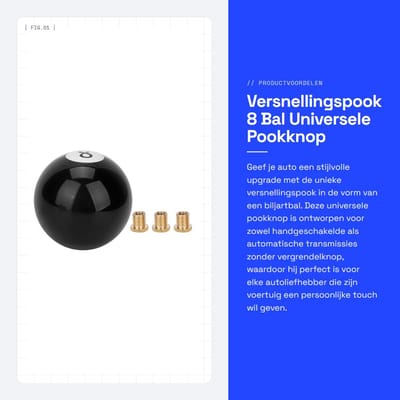 Dailygoods - Versnellingspook 8 Bal - Universele Pookknop - Handvat voor Auto - Zwart - Biljartbal Design - Geschikt voor Handgeschakelde en Automatis...