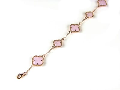 model 5 fiori armband in zilver roze verguld  melkroze