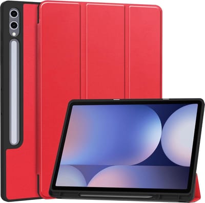 Tablet Hoes Geschikt voor Samsung Galaxy Tab S10 Plus / S9 FE Plus hoes Rood tri-fold bookcase met auto/wake functie
