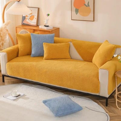 Herfst Winter Lamskasjmier Sofa Bankovertrek Verdikt Pluche Antislip L-vormige Sofaovertrek Premium Universele Zitkussenovertrek 70x70cm 1pc