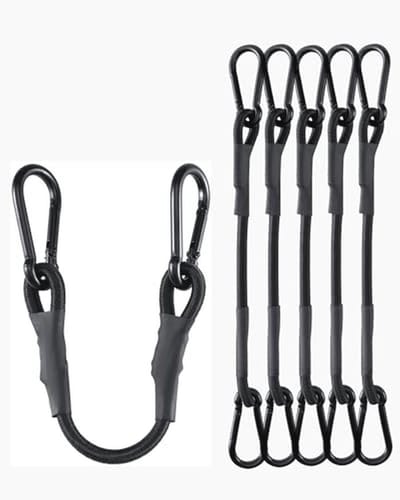 Set van 4 korte spanbanden met verbeterde karabijnhaken - UV-bestendig en geschikt voor cargo en camping