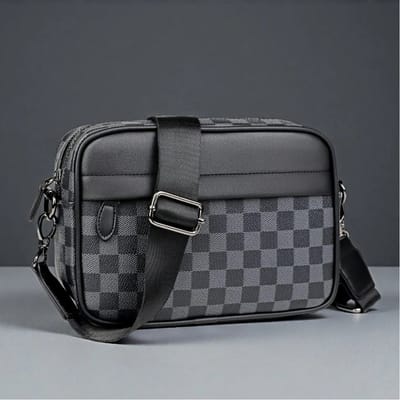 Heren Crossbody Tas -Heren crossbody tas - schoudertas -Platte heren tas - Veel vakken - Crossbody tas heren leder - Outdoor - Reizen - Ideaal voor reizen - Dagelijks gebruik - Handig - Compact - Waterbestendig - 25*17CM - Zwart