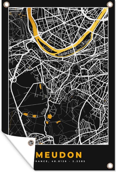 Muurdecoratie Meudon - Kaart – Stadskaart – Frankrijk – Plattegrond - 120x180 cm - Tuinposter - Tuindoek