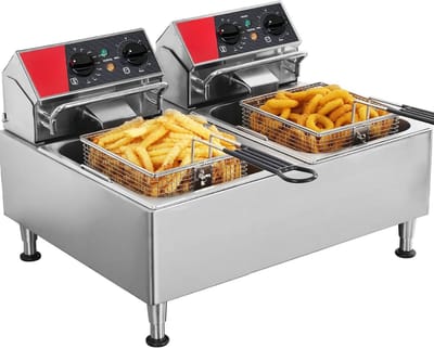 SCH® Frituurpan dubbel - Frituurpan - Zilver - ‎44cm x 58cm x 38cm