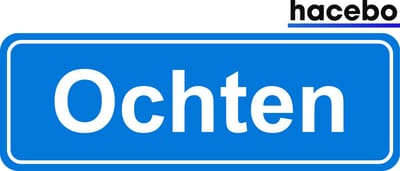 Hacebo - Plaatsnaam Sticker - 29x10 CM - Ochten sticker - Verkeersborden sticker - grappige cadeaus - Ochten