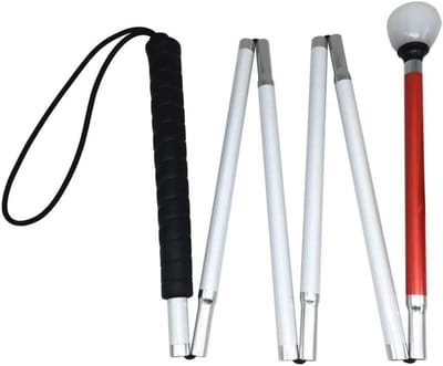 Inklapbare Stok - Mobiliteitsstok Wandelstok - Veilig Onderweg - Compact Opvouwbaar - 6 Delen - Wit