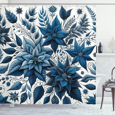 New Bed Kerstmis Kerstster bloemen print Douchegordijn Badkamer Decor Set met Haakjes 180 cm B 200 cm L