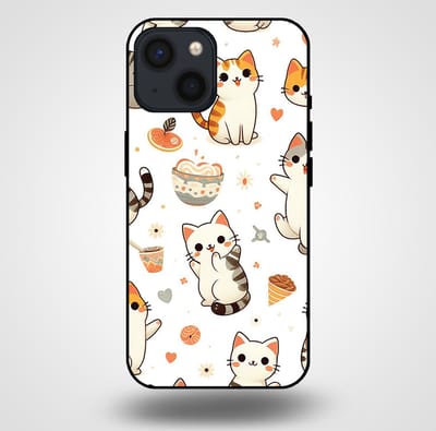 Smartphonica Telefoonhoesje voor iPhone 13 Mini met katten opdruk - TPU backcover case katten design geschikt voor iPhone 13 Mini