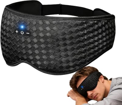Slaaphoofdtelefoon Band - Muziek Oogmasker - Ontspannen Slapen - 3D Ademend Systeem - 26.9 cm Lengte - Zwart