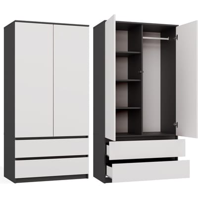 Topeshop MALWA - Kledingkast - 2 deuren - TIP-ON - Antraciet/Wit