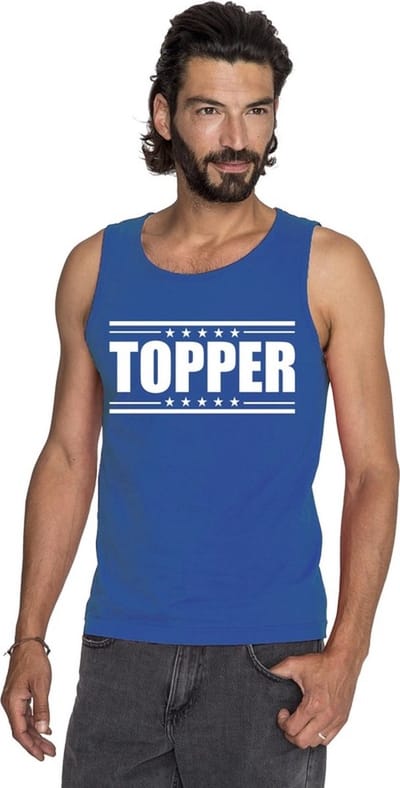 Topper mouwloos shirt / tanktop blauw voor heren S