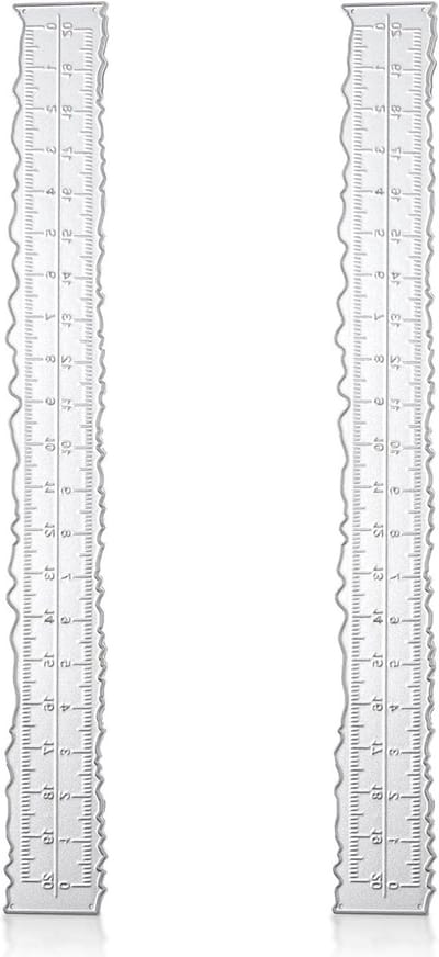 Set van 2 metalen linialen met onregelmatige randen, ideaal voor knutselen, papier scheuren, embossen en kaart maken, 21.3 x 2.5 cm