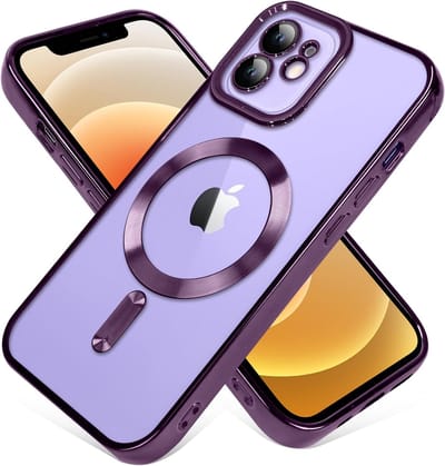 Telefoonhoesje Geschikt voor iPhone 12 – Siliconen Hoes met Chroom – Compatibel met MagSafe – Geïntegreerde Camerabescherming – Paars – FuturiQ