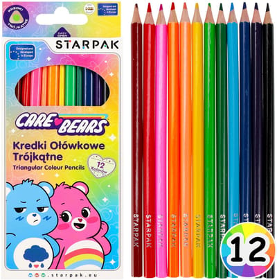 Care Bears Kleurpotloden voor kinderen, schoolpotloden, driehoekige houten potloden, set van 12 kleuren