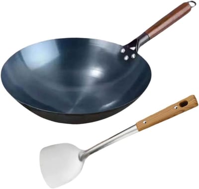 Wokpan - Koekenpan Roerbak - Maaltijden Bereiden - Gelijkmatige Warmte - 32 cm - Zwart