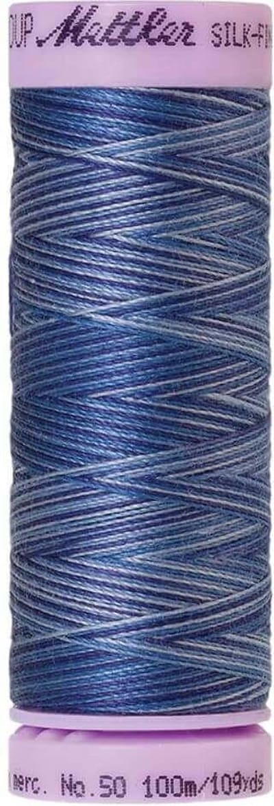 AMANN SILK-FINISH COTTON, MULTI-COLOR GAREN, BLAUW, 100M, COL. 9812, PER STUK
