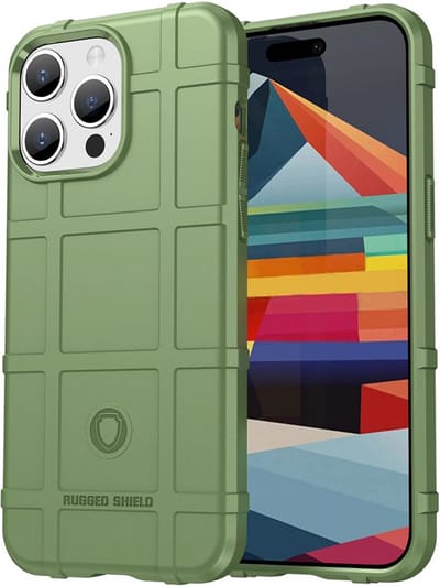 MobyDefend Hoesje - Geschikt voor iPhone 15 Pro Max - Rugged Shield TPU Backcover - Groen