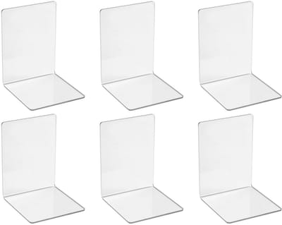 EXCITAT Boekensteunen van acryl - Boekenstandaards - Transparante boekensteunen - Geschikt voor kantoor, schoolbibliotheek, slaapkamer Transparante decoratie - 6 stuks