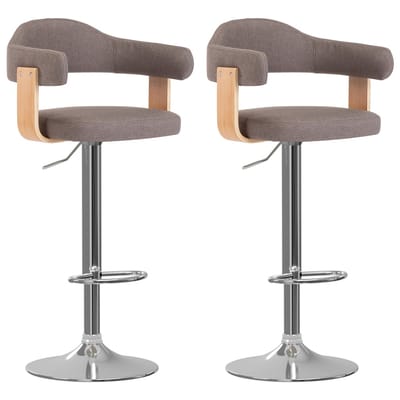 vidaXL - Barkrukken - 2 - st - gebogen - hout - en - stof - taupe