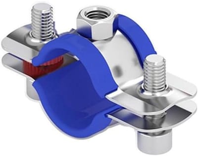 Roestvrijstalen Klem - Bevestigingsklem Pijp - Leidingen Bevestigen - Met Rubberen Strip - M8-M114 - Zilver