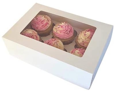 Premium 6 Cupcake Box - 10 Stuks - Witte Recyclebare Verpakking - Eenvoudige Montage met Verstelbare Inzetstukken