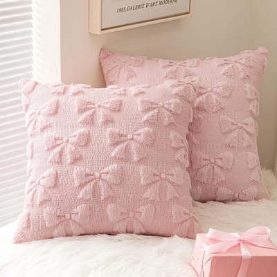 2 Pieces Roze Pluche Kussenhoes 45x45cm Decoratieve Kussenhoes Aesthetisch Zacht Throw Pillow Cover Pluche Kussenhoezen Boho Kussensloop voor Sofa Woonkamer Slaapkamer Kantoor Balkon
