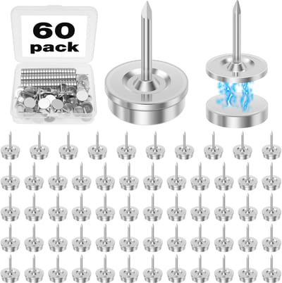 Dailygoods- Magnetische Punaises Set van 60 - Sterk Magnetisme - Herbruikbaar - Voor Kurkborden/Viltborden - Veilig voor Foto's - Duurzaam Gebruik - Prikbordnaalden