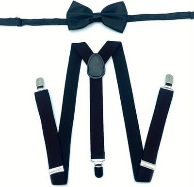 FLIPFLOP CLUB® Zwarte Bretels met strikje - met stevige clip - accessoires voor gala - accessoire voor bruiloft - feestje - vlinderdas - strik – vlinderstrik - luxe - WK