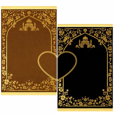 Baraka Treasures Luxe Gebedskleed - Luxe Duo Gebedskleed - Sajada - Gebedskleed Set - Gebedsmat - Voor Man en Vrouw - Bruiloft Geschenk - Eid Cadeau - Ramadan Cadeau - Bruin/Zwart