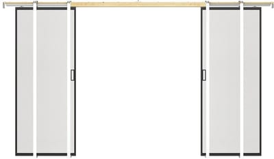 Vente-unique Dubbele schuifdeur met klamplaagsysteem - Aluminium en gehard matglas - 2 x H205 x L83 cm - LINCI II