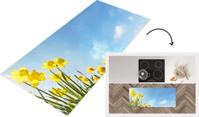 Keukenloper - Loper keuken - Bloemen - Narcis - Lente - 120x50 cm - Keukenloper vinyl