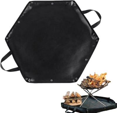 Vuurkorf Mat - Onderlegger Bescherming - Terras Beschermen - Hittebestendig Siliconen - 104x92 cm - Zwart
