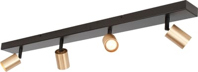 Plafondspot balk | 11 cm | serie bounce zwart goud | 4 lichts | GU10 | goud messing zwart | metaal | accentverlichting