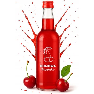 Bimberek Monopol - Glazen Fles - 500ml - Met Dop - Wiśniówka Bedrukking