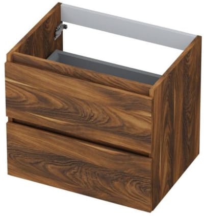 INK - Onderkast 2 Laden Greeploos met Houten Keerlijst - 600x450x520 Mm - Noten